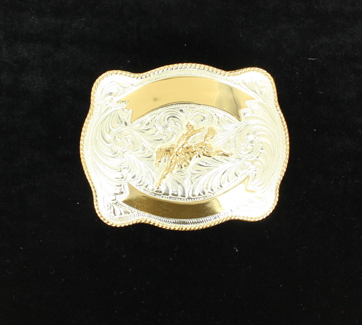 MF-C10364 Silver Trophy Buckle 2 ribbons