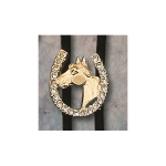 AU-1272G Bolo Tie Horse Shoe with Horse Head and Rhinestones