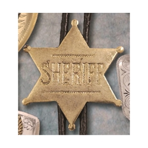 FA-1146-G Bolo Tie Sheriff Badge Gold