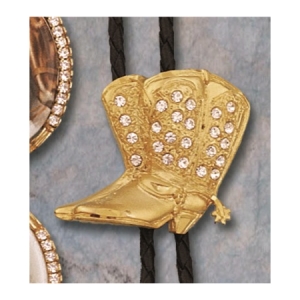 FA-1162-G Bolo Tie Gold Western Boots with Rhinestones