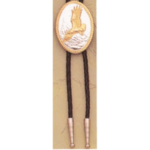 MF-22253 Bolo Tie Oval Silver with Gold Eagle