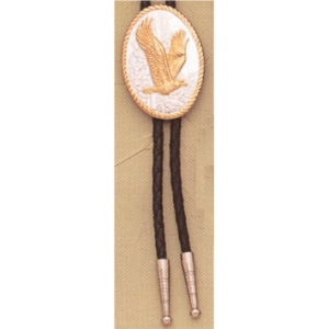 MF-22706 Bolo Tie Oval Silver with Gold Eagle