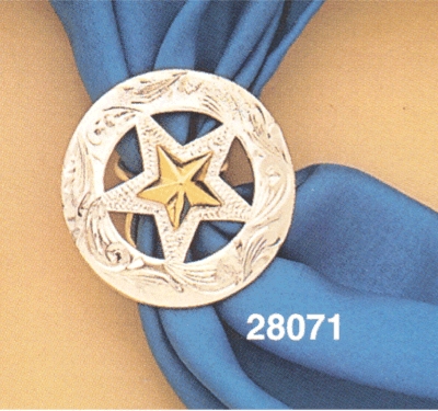 MF-28071 Scarf Slide Round, Silver with Gold Star