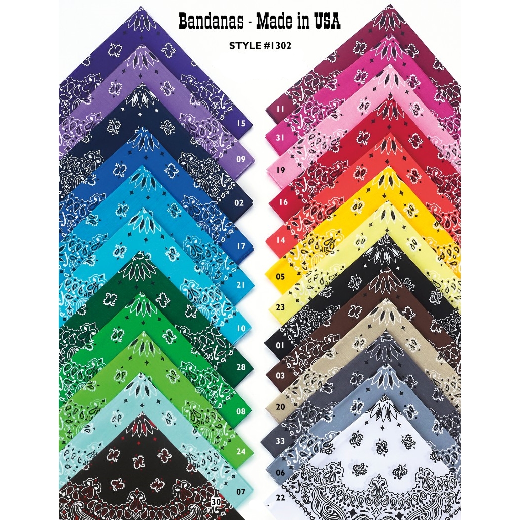 AU-1302 Bandana Paisley Print Available in 24 Colors Made in USA