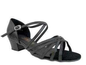 VF-1670C-L100-15 Ladies Open Toe Dance Shoe Black Leather