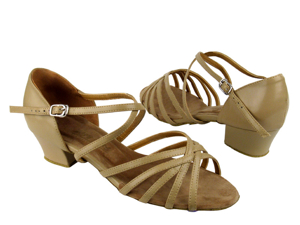 VF-1670C-L250-15 Ladies Open Toe Dance Shoe Tan Leather