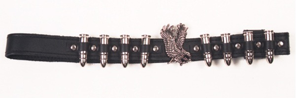ALM-950-HB Hat Band Black Leather Silver Bullets & Nickel Eagle
