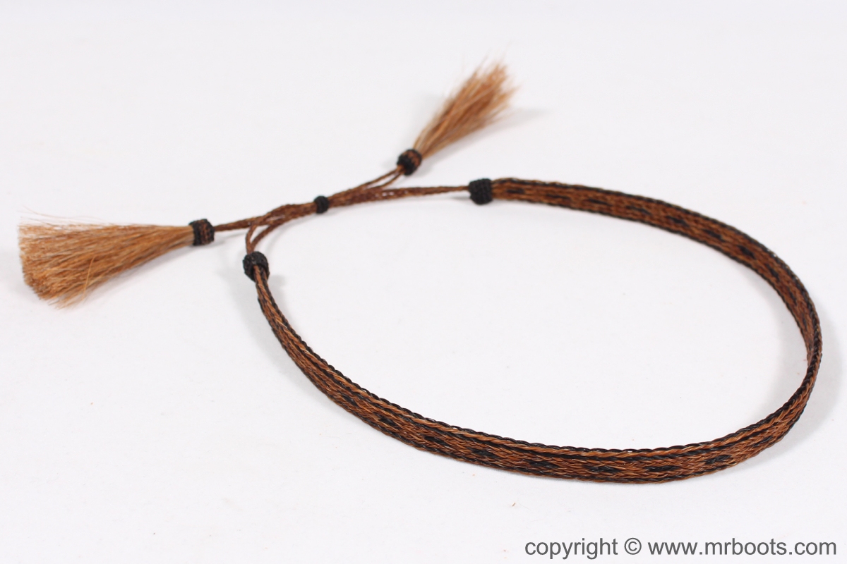 AU-HH05-04 Horse Hair Hat Band Five Strand Brown and Black