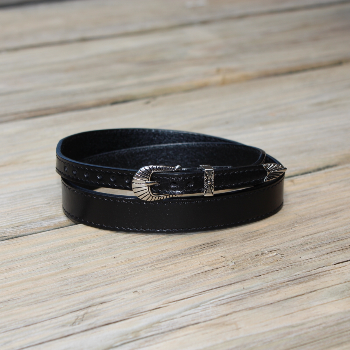 AU-LC-02-3-BLK Hat Band Plain Black Leather 3/4"