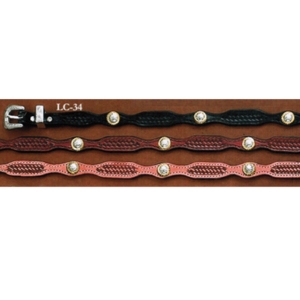 AU-LC-34 Hat Band Hand Tooled Leather with Round Conchos