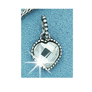 MF-29116 Silver Heart Charm with Crystal - Add A Charm Series