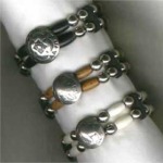 CM-BR-201 Bracelet Double Strand of Beads and Concho