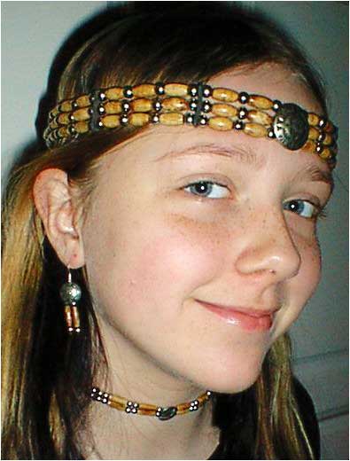 CM-HB2-301 Head Bands Triple Strand of Beads and Concho