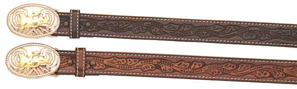 NA-44104 Boys Embossed Leather Belt with Buckle