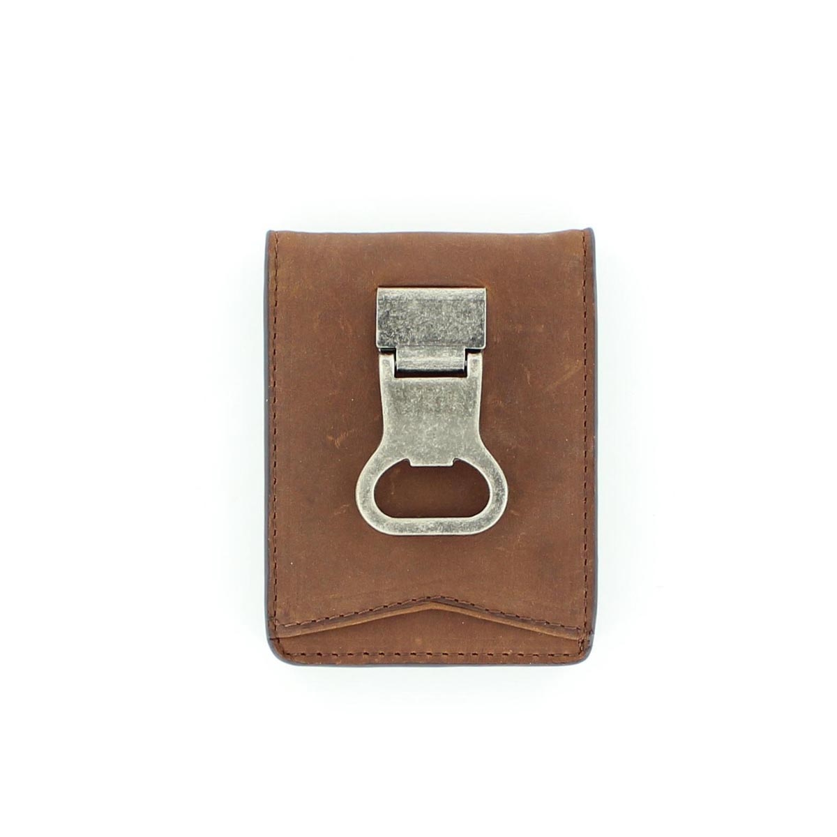 NA-54880-44 Money Clip Bi-fold Medium Brown Distressed Leather