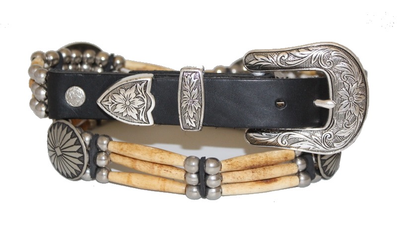 CM-B-301 Belt- 3 Strand with Beads and Concho