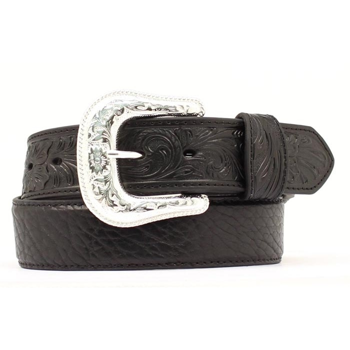 NA-24389-01 Basic Western Black Leather Belt with billets
