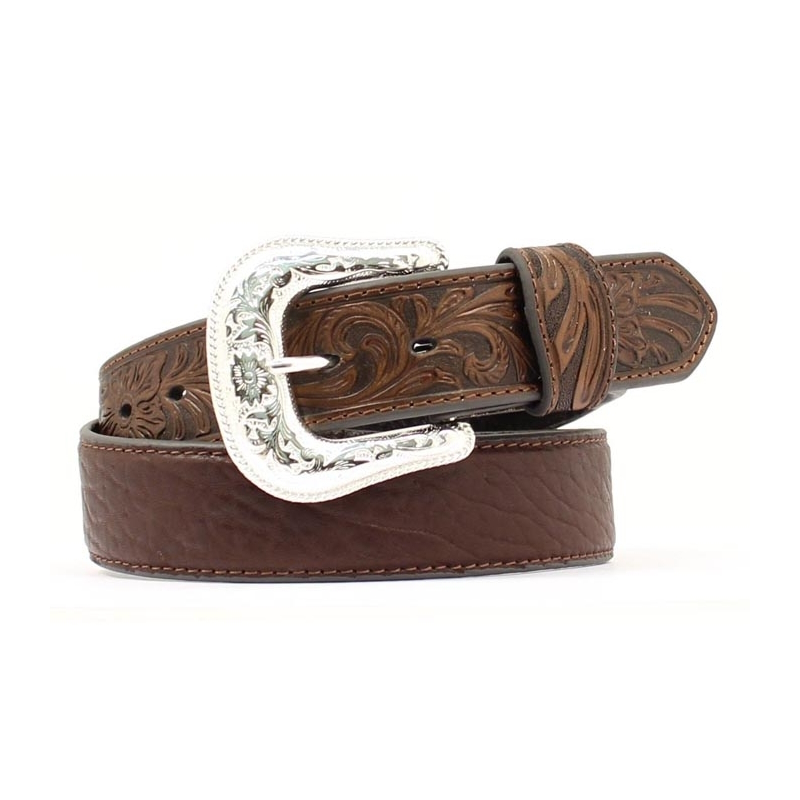 NA-24389-02 Basic Western Brown Leather Belt with billets