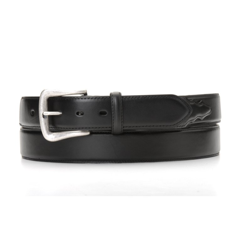 NA-24504-01 Basic Western Black Leather Belt with billets