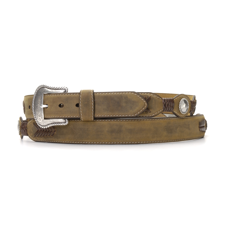NA-24753-44 Scalloped Brown Distressed Leather Belt